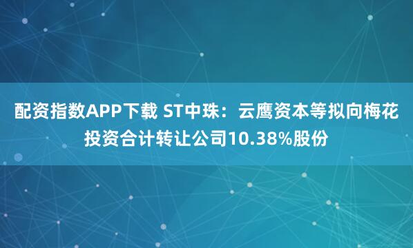 配资指数APP下载 ST中珠：云鹰资本等拟向梅花投资合计转让公司10.38%股份